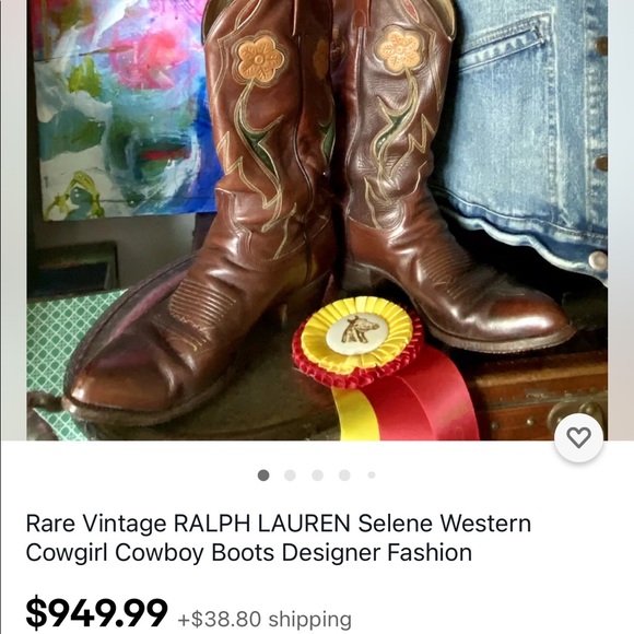 RALPH LAUREN Rare Vintage Lizard Exotic Leather Cowboy Cowgirl Western Boots 7 C - Picture 13 of 15
